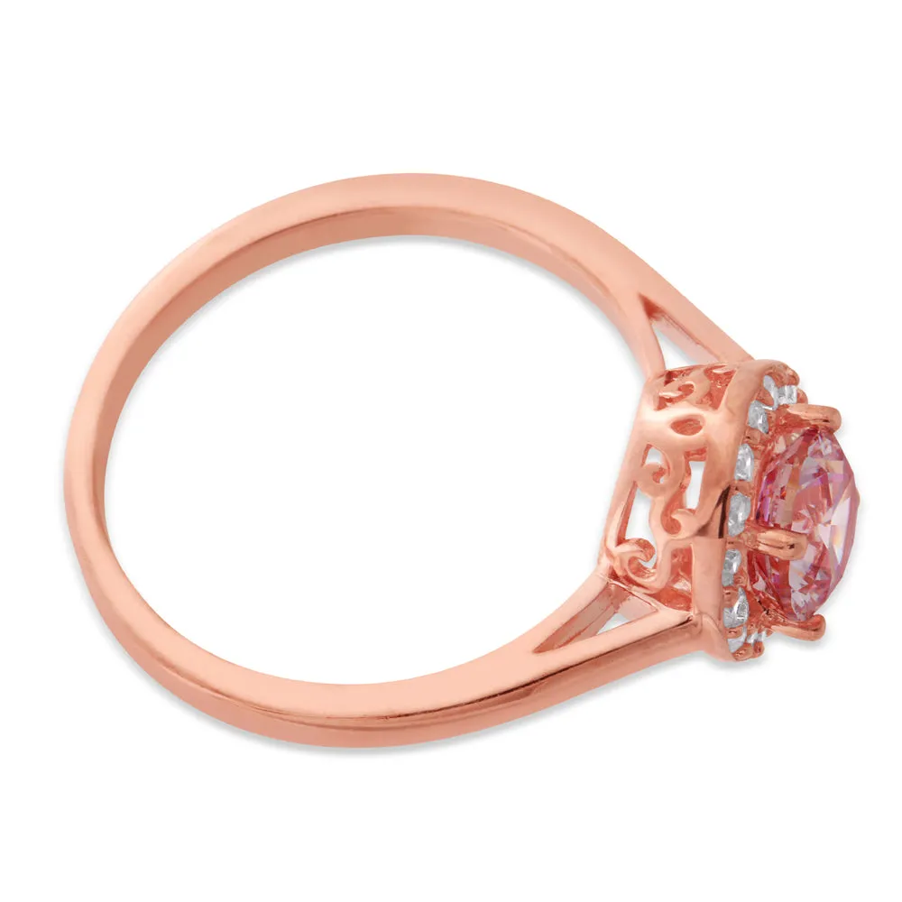 Sterling Silver and Rose Gold Plated Zirconia Ring