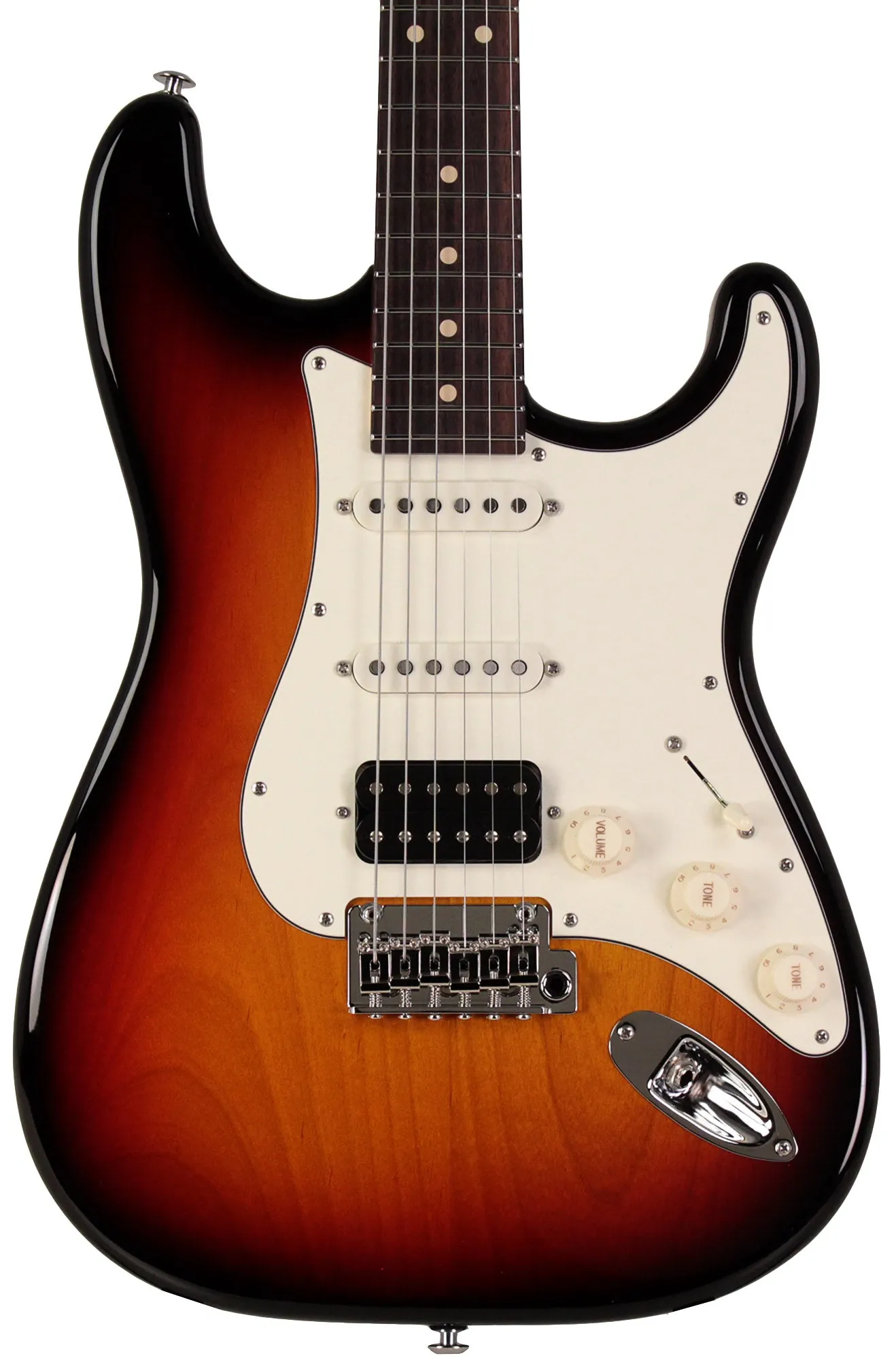 Suhr Classic S HSS Guitar, 3 Tone Burst, Rosewood