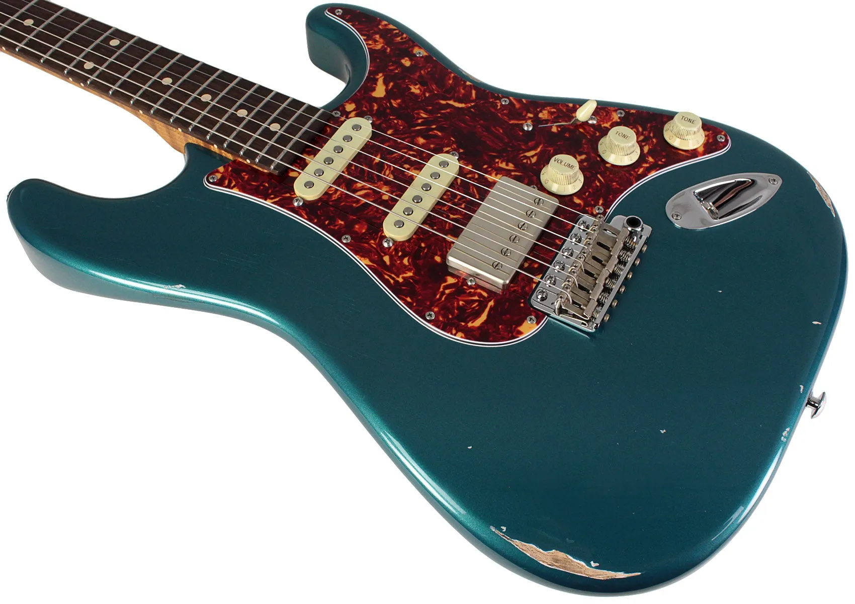 Suhr Select Classic S Antique HSS Guitar, Roasted Flamed Neck, Ocean Turquoise Metallic, Rosewood