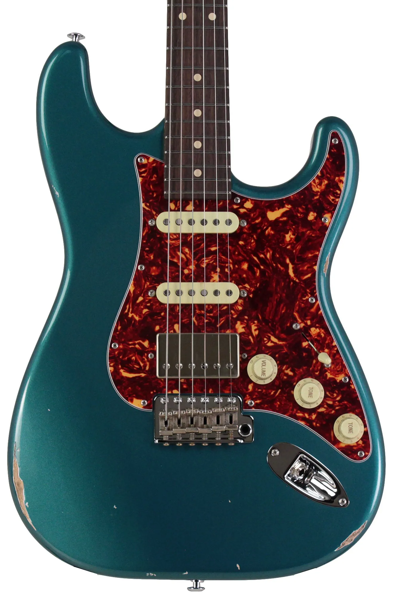 Suhr Select Classic S Antique HSS Guitar, Roasted Flamed Neck, Ocean Turquoise Metallic, Rosewood