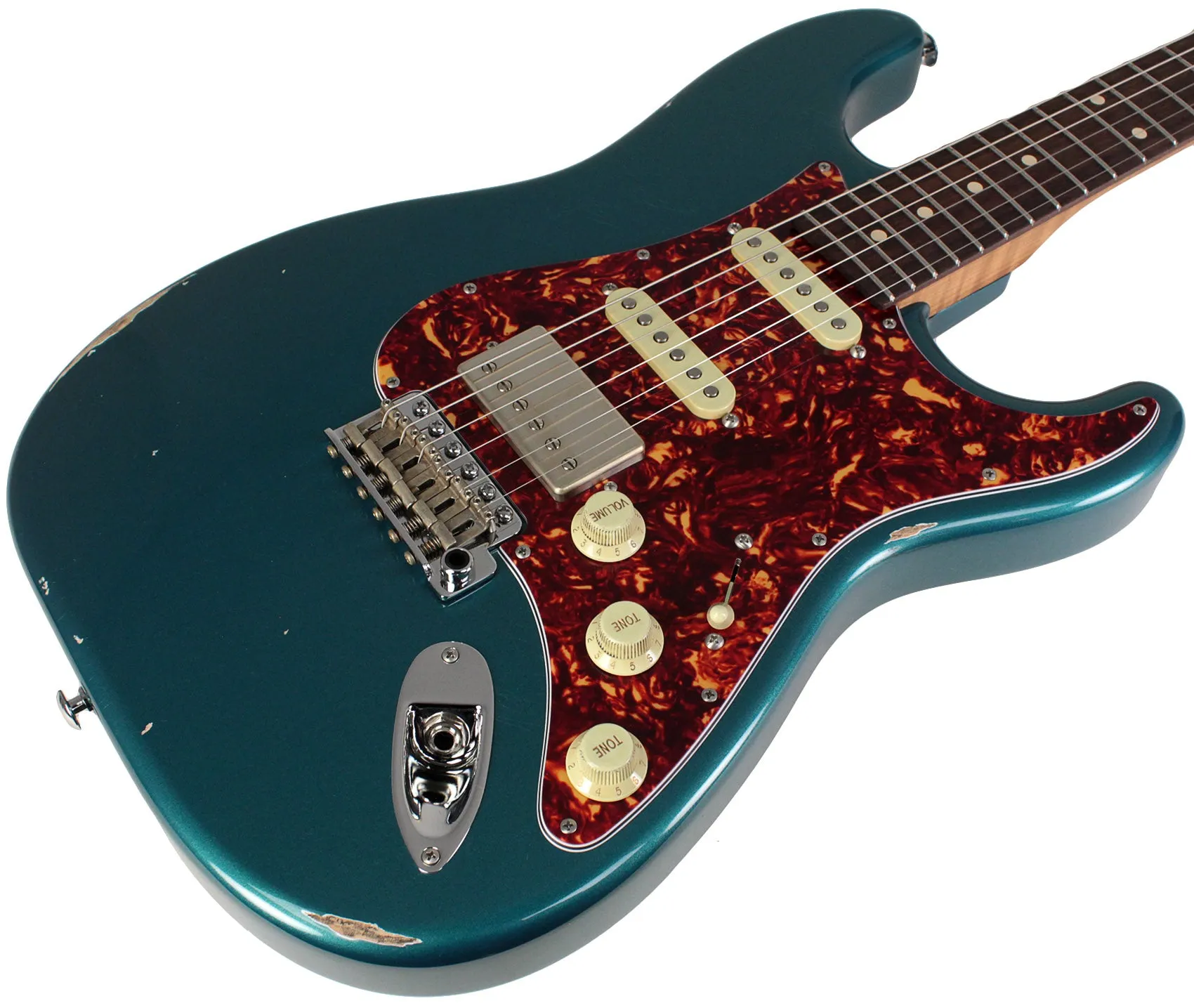 Suhr Select Classic S Antique HSS Guitar, Roasted Flamed Neck, Ocean Turquoise Metallic, Rosewood