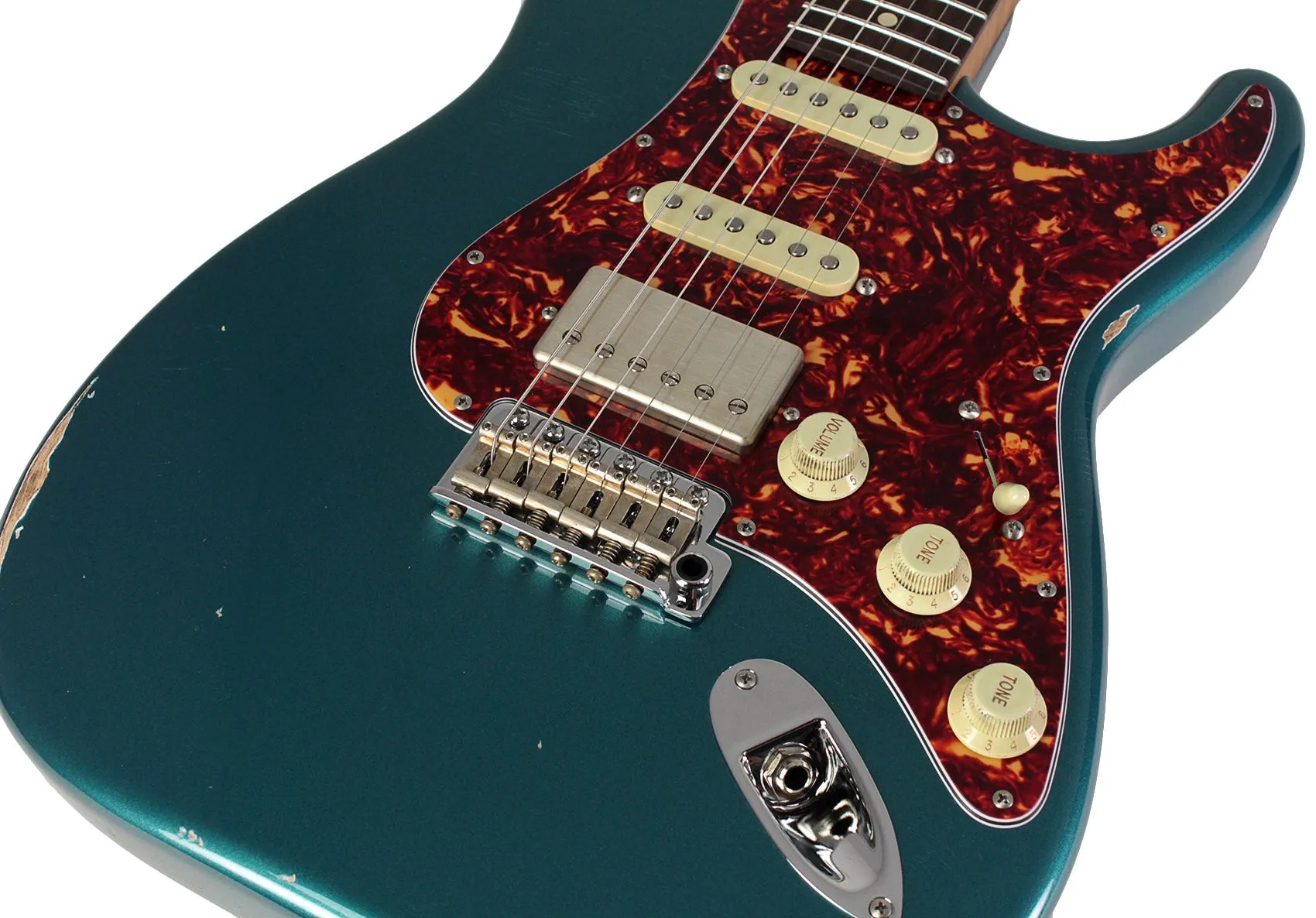 Suhr Select Classic S Antique HSS Guitar, Roasted Flamed Neck, Ocean Turquoise Metallic, Rosewood