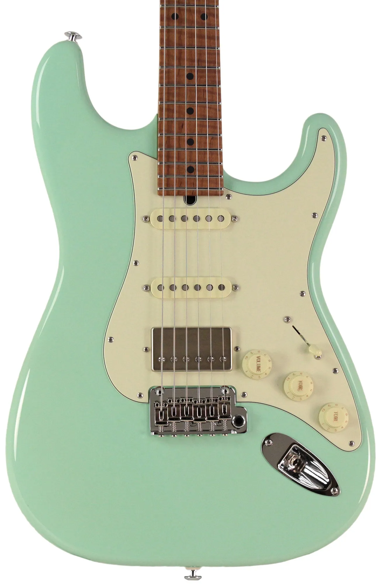 Suhr Select Classic S HSS Guitar, Roasted Flamed Neck, Surf Green, Maple