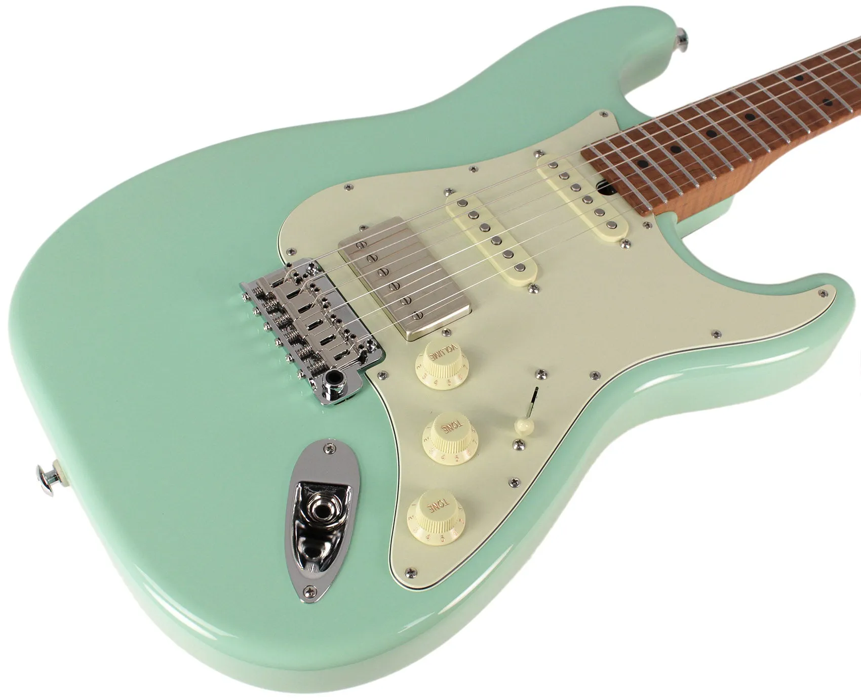 Suhr Select Classic S HSS Guitar, Roasted Flamed Neck, Surf Green, Maple