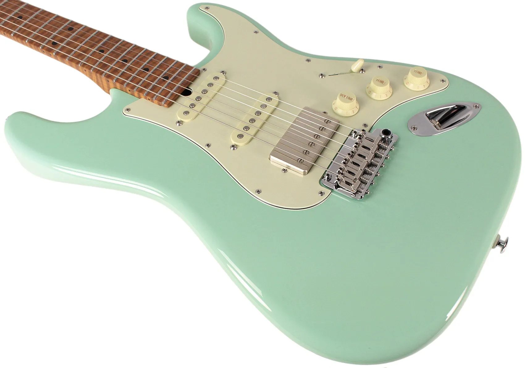 Suhr Select Classic S HSS Guitar, Roasted Flamed Neck, Surf Green, Maple