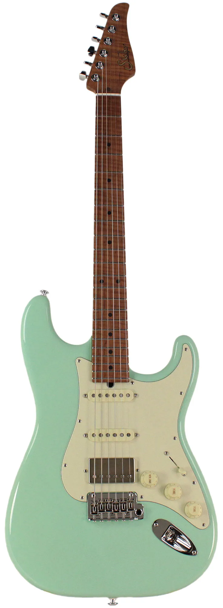 Suhr Select Classic S HSS Guitar, Roasted Flamed Neck, Surf Green, Maple