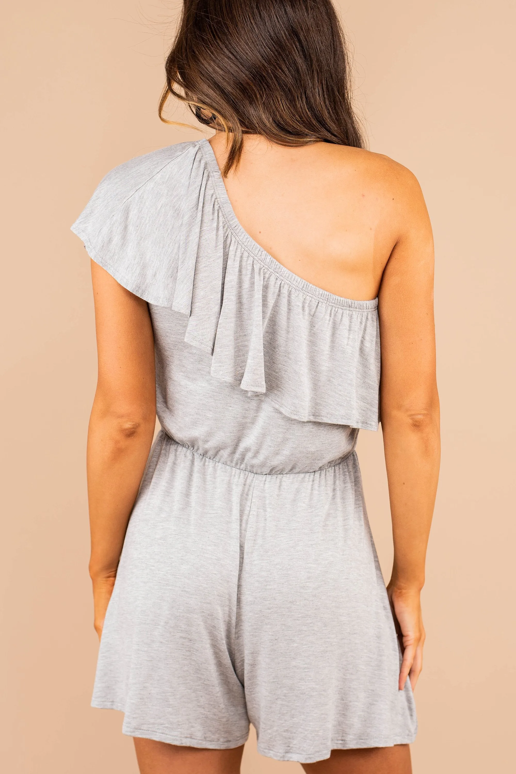 Sweet Style Heather Gray One Shoulder Romper