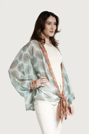 Tie Front Botanical Kimono