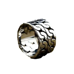 Titanium Steel Cuban Chain Men's Ring - Stylish Hand Jewelry for Him