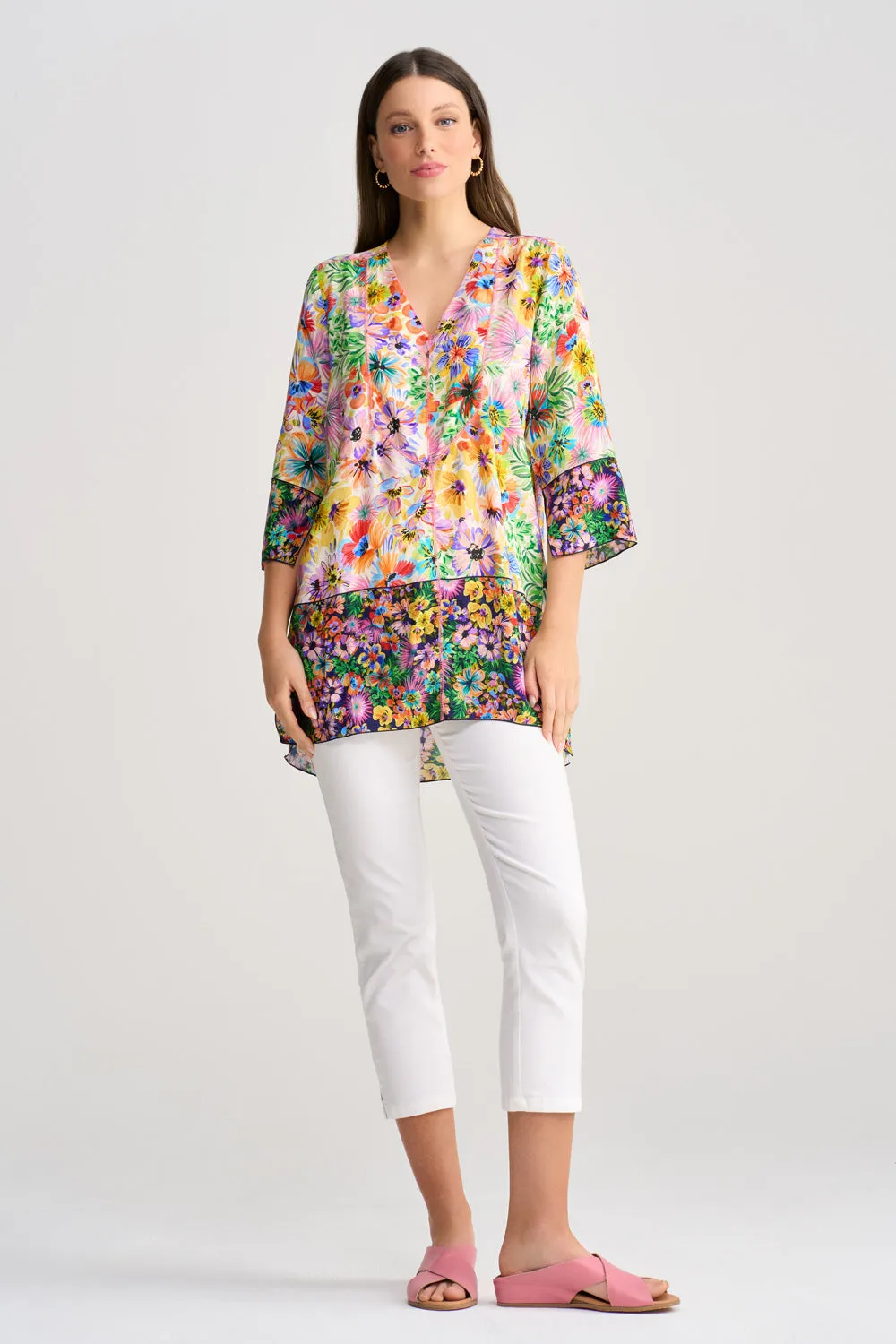 Top Stitch Kaftan - Flower Field Border