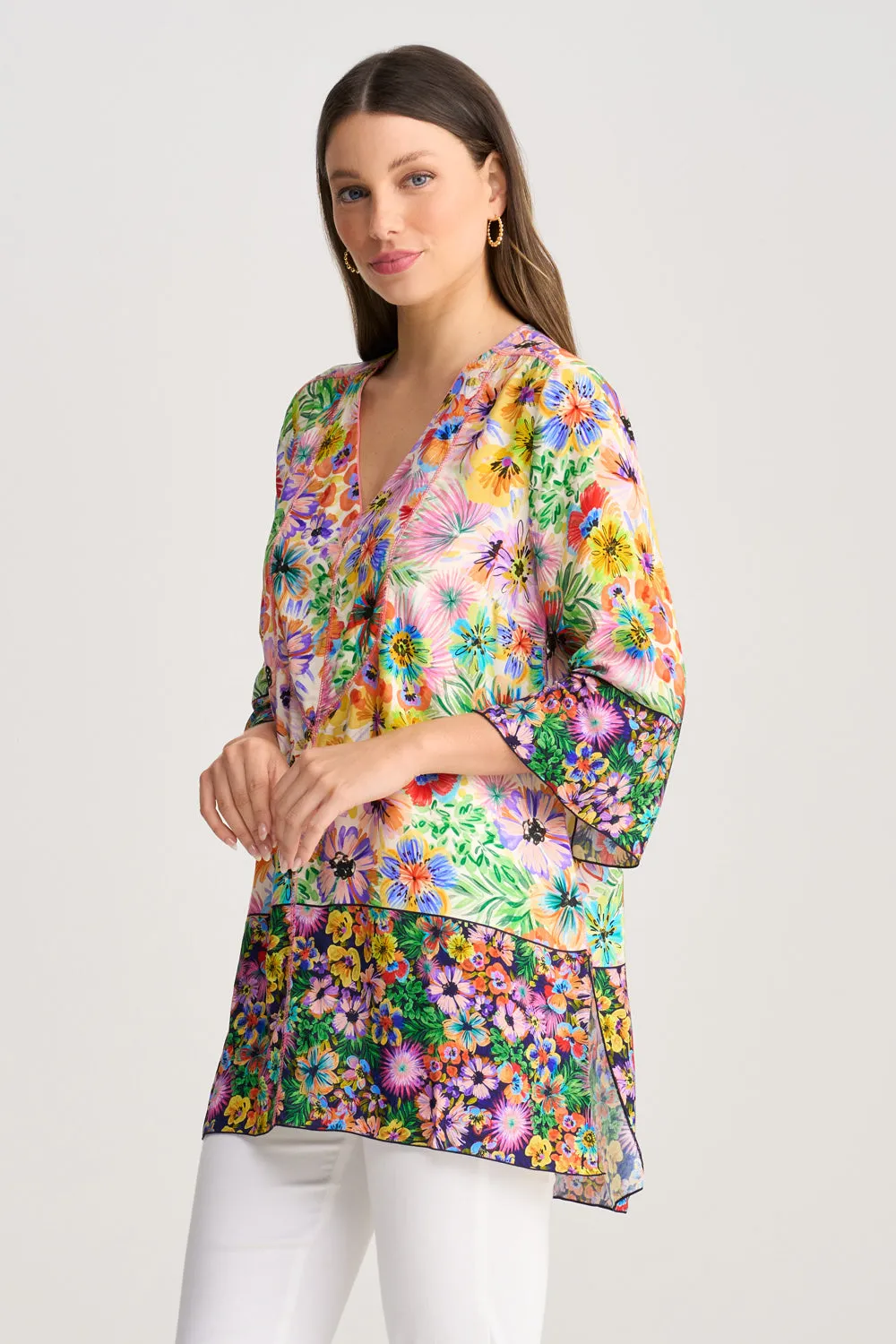 Top Stitch Kaftan - Flower Field Border