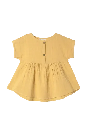 Tunic shirt Play of Colors Sun-Ochre organic muslin