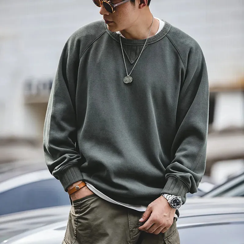 Vintage Men's Oversize Solid Cotton Sweatshirt