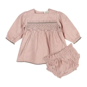 Viverano Organics Smocked & Embroidered Corduroy Dress & Bloomer Set