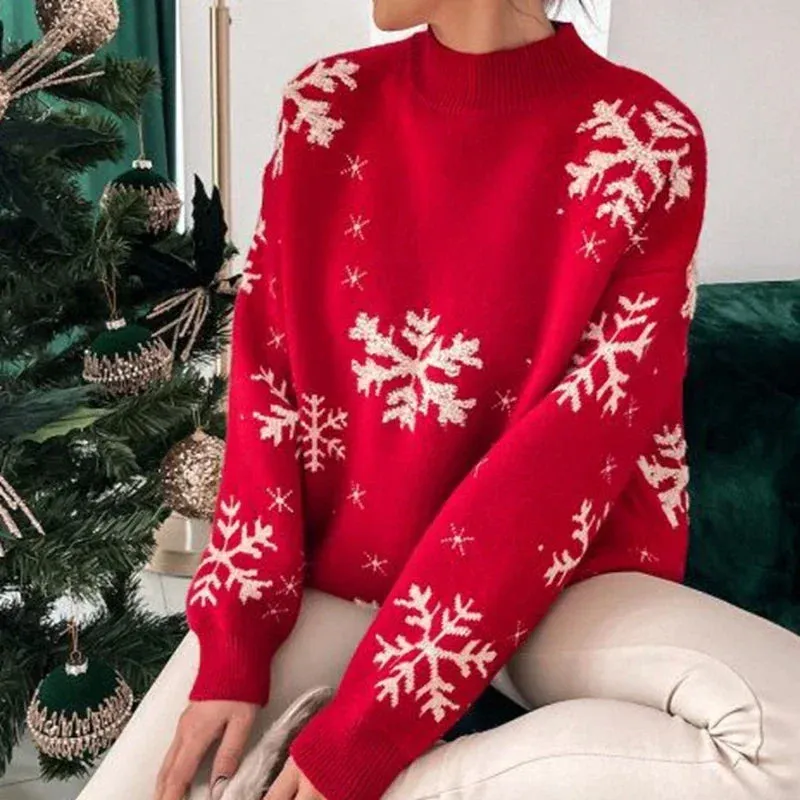 Wenkouban-Christmas Thanksgiving outfits_Christmas Cozy Snowflake Print Warm Thickened Stylish Comfortable Sweater