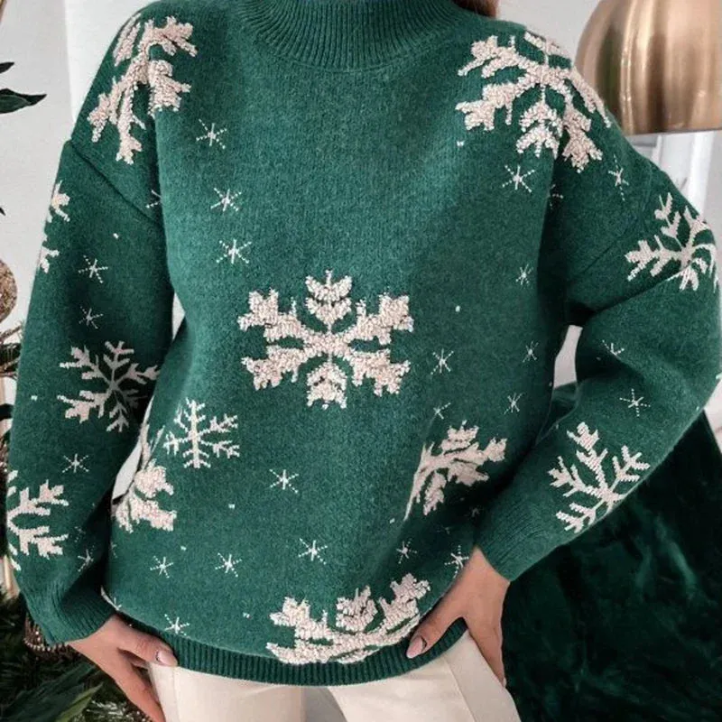 Wenkouban-Christmas Thanksgiving outfits_Christmas Cozy Snowflake Print Warm Thickened Stylish Comfortable Sweater