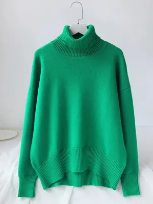 Wenkouban-Christmas Thanksgiving outfits_Thick Cozy Oversize Warm White High Neck Knitted Casual Comfortable Sweater