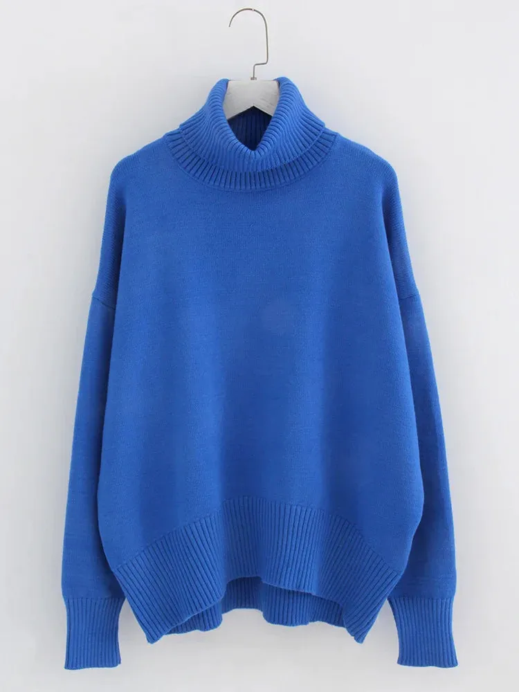 Wenkouban-Christmas Thanksgiving outfits_Thick Cozy Oversize Warm White High Neck Knitted Casual Comfortable Sweater