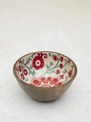 Westside Home Pink Floral Print Enamel Bowl- Small