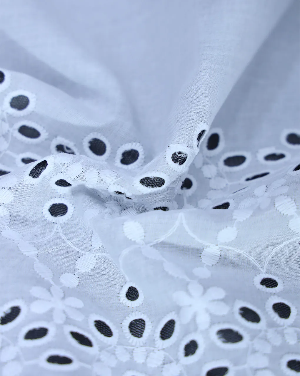 WHITE COTTON SCHIFFLI EMBROIDERY FABRIC (WIDTH-42 INCHES)