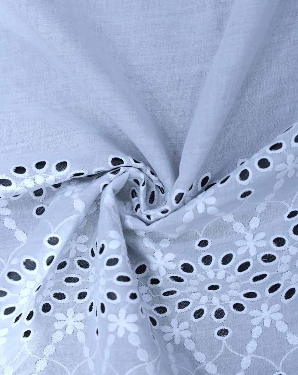 WHITE COTTON SCHIFFLI EMBROIDERY FABRIC (WIDTH-42 INCHES)