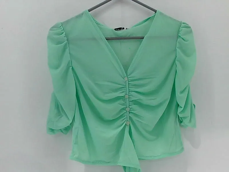 Women's Light Green Stretch Strap Pull On Blouse Size Large