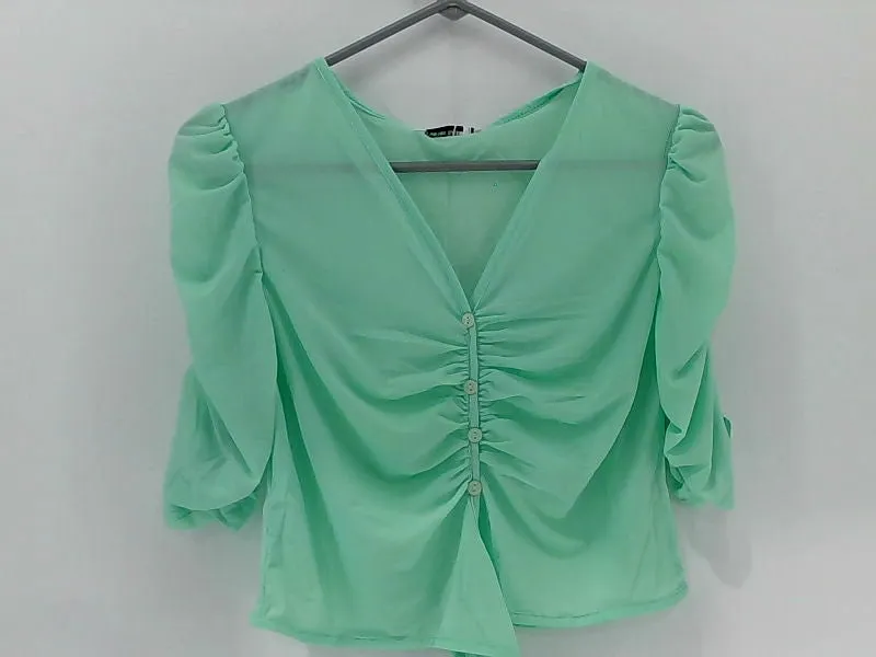 Women's Light Green Stretch Strap Pull On Blouse Size Large