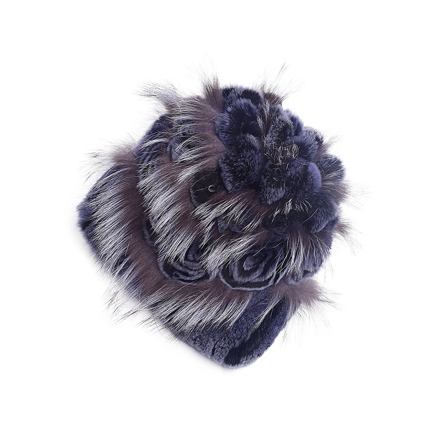 Women's Winter Woven Rex Rabbit Fur Flower Fashion Fur Hat