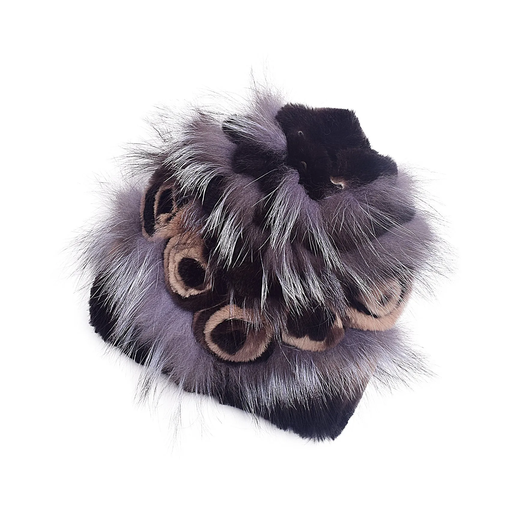 Women's Winter Woven Rex Rabbit Fur Flower Fashion Fur Hat