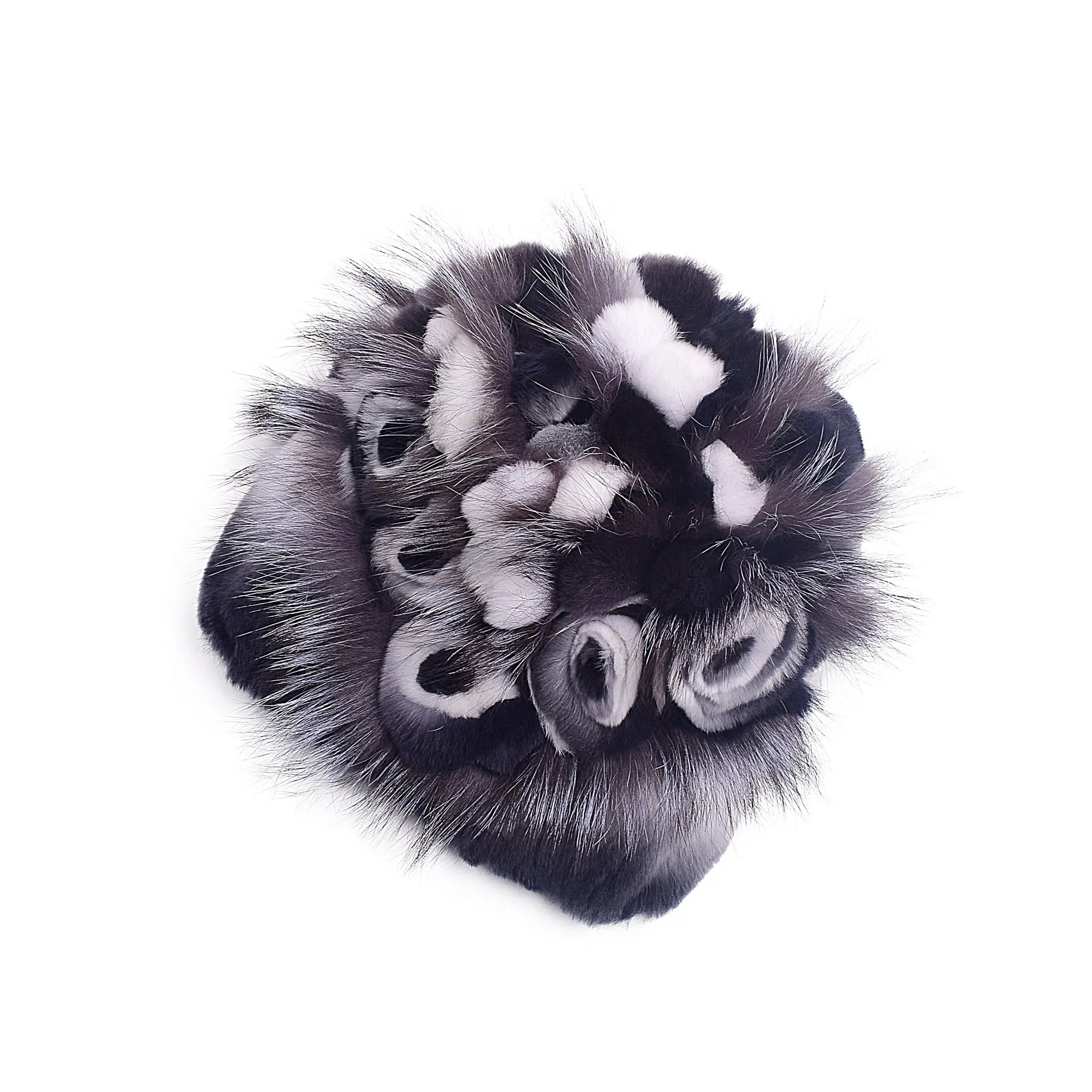 Women's Winter Woven Rex Rabbit Fur Flower Fashion Fur Hat