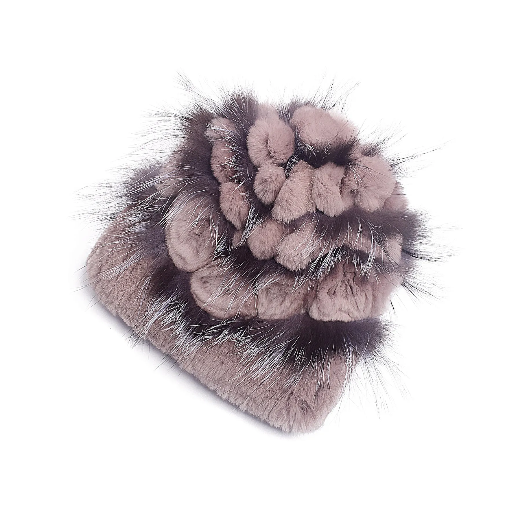 Women's Winter Woven Rex Rabbit Fur Flower Fashion Fur Hat