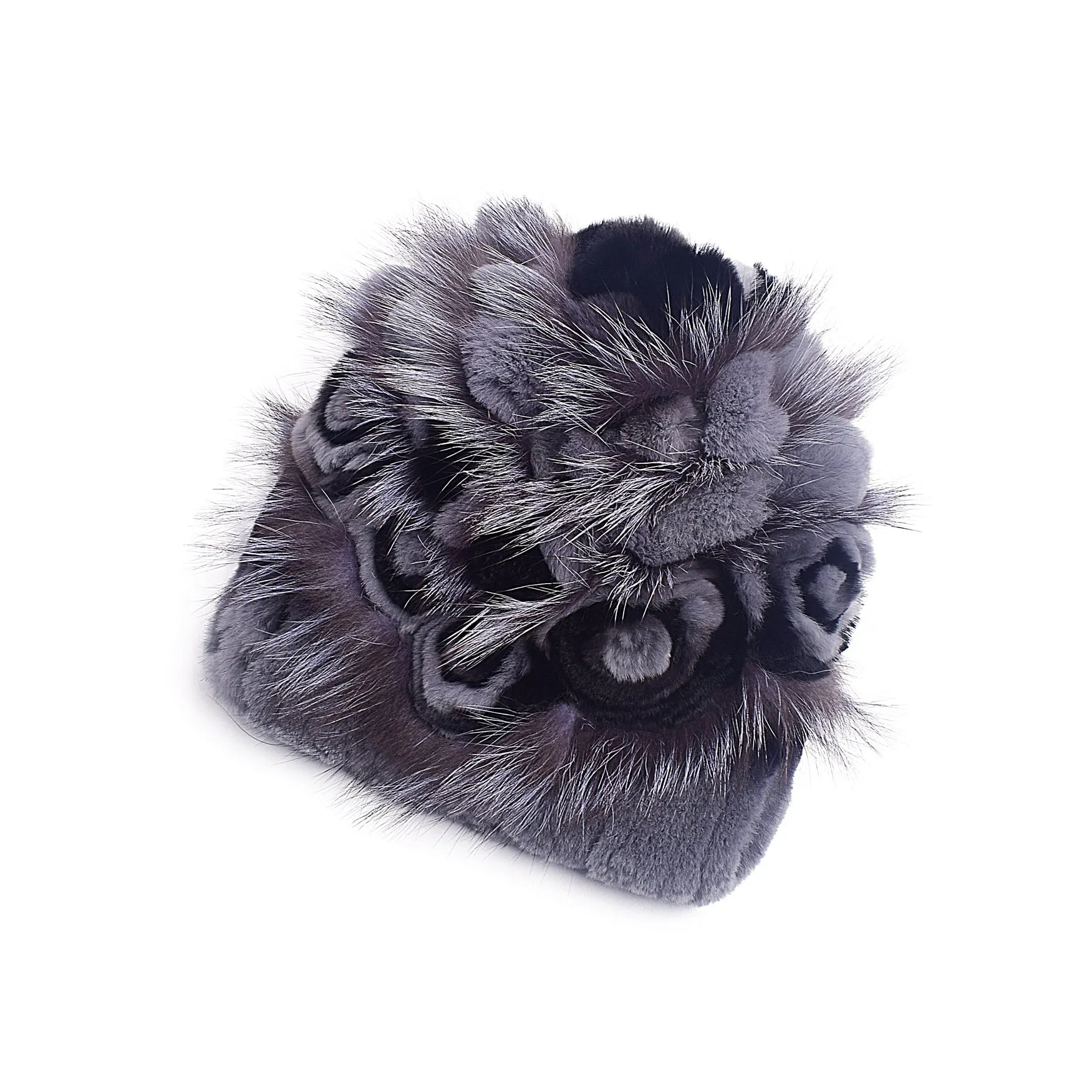 Women's Winter Woven Rex Rabbit Fur Flower Fashion Fur Hat