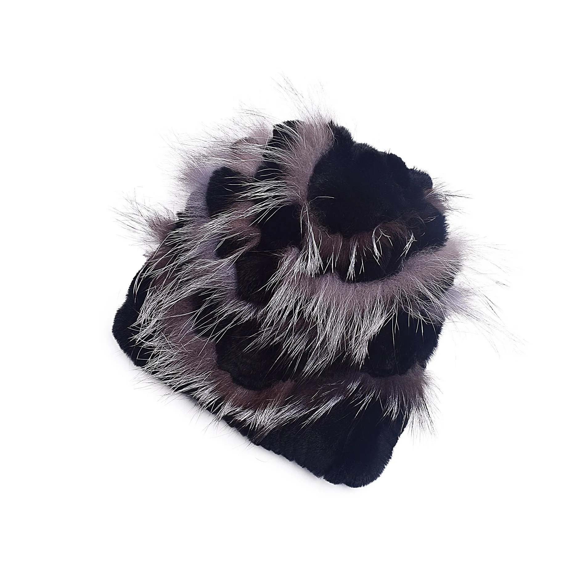 Women's Winter Woven Rex Rabbit Fur Flower Fashion Fur Hat