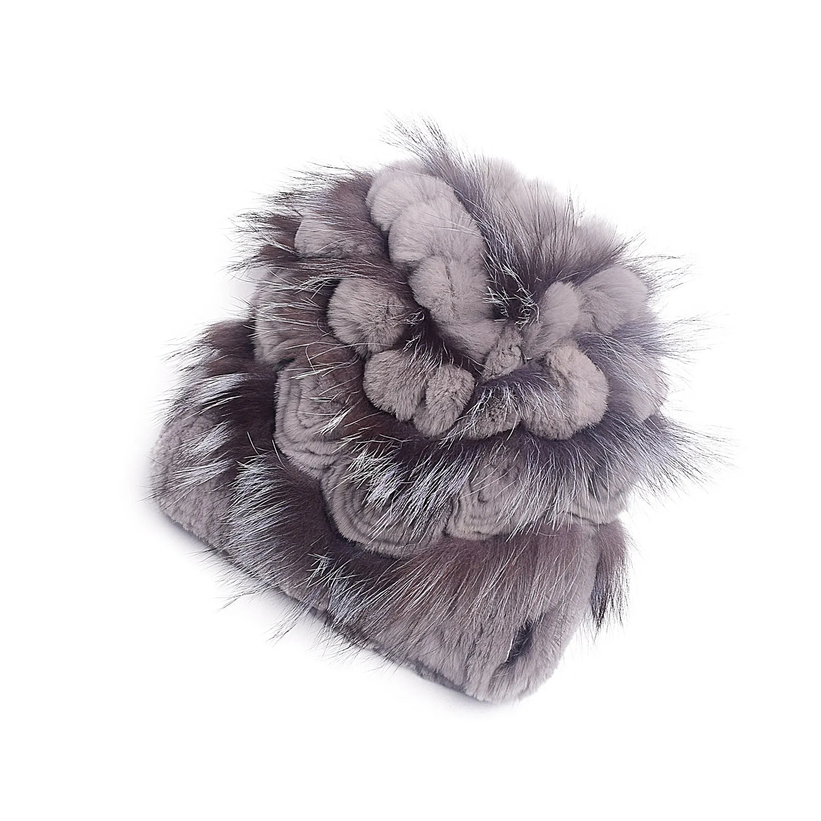 Women's Winter Woven Rex Rabbit Fur Flower Fashion Fur Hat