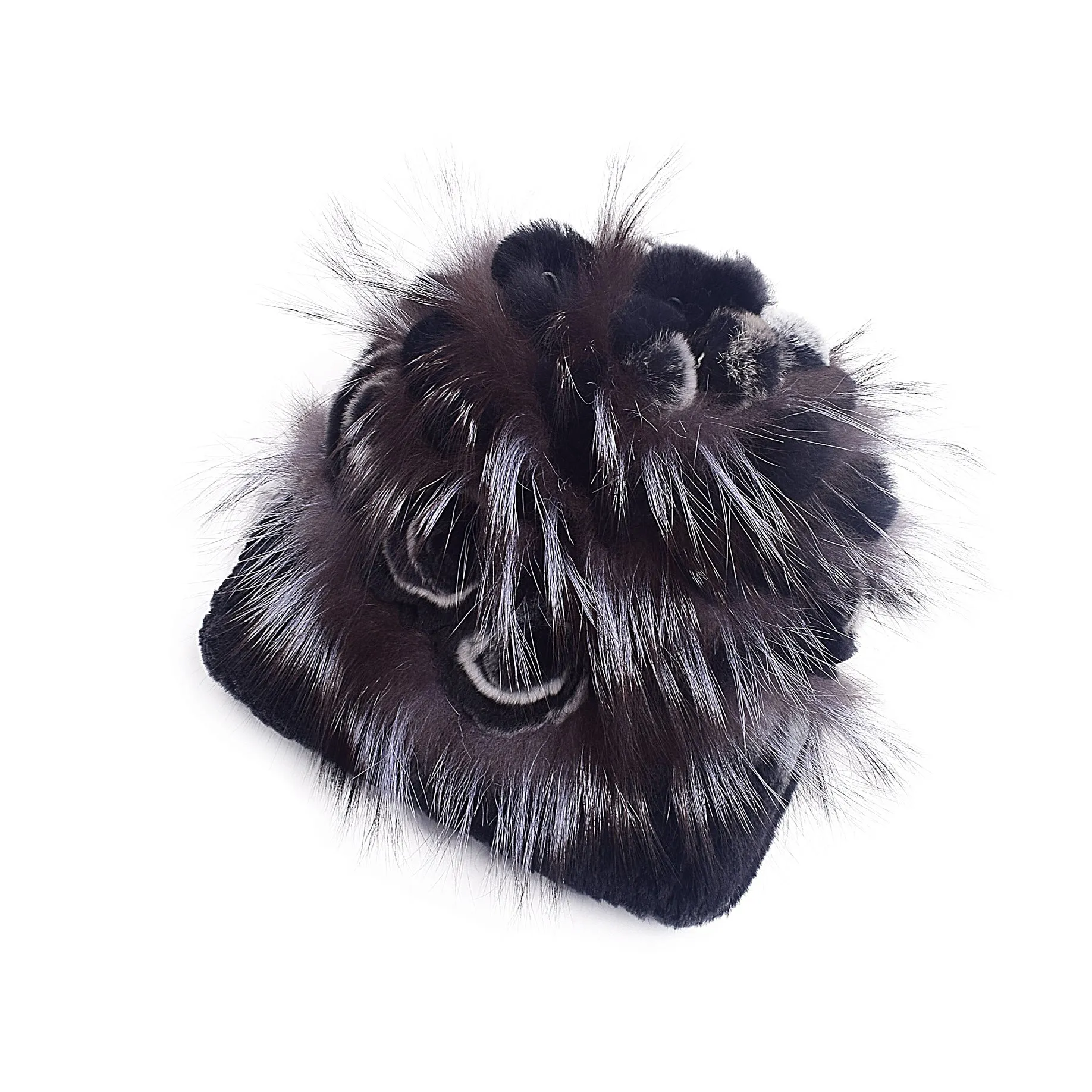 Women's Winter Woven Rex Rabbit Fur Flower Fashion Fur Hat