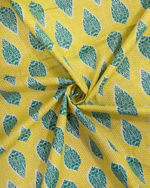 YELLOW & GREEN ABSTRACT DESIGN COTTON PRINTED FABRIC