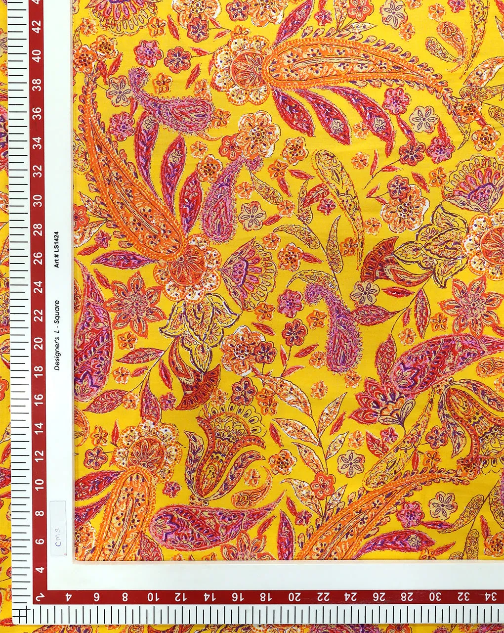 YELLOW & MULTICOLOR FLORAL DESIGN COTTON POPLIN PRINTED FABRIC